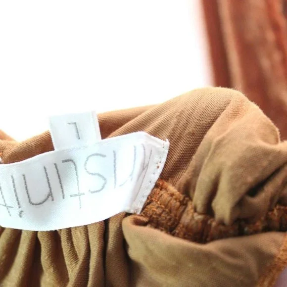 Kristinit Anthropologie Velvet Ruffle Halter Jumpsuit Copper Large H13128 - Picture 7 of 12